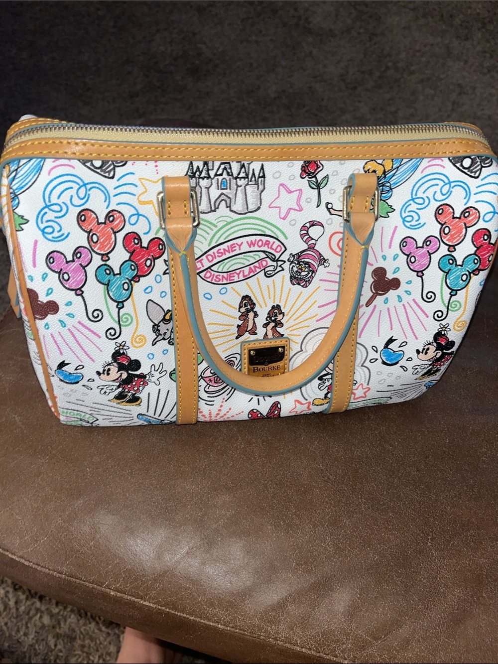 Dooney & Bourke White Multi-Color Disney Print Satchel